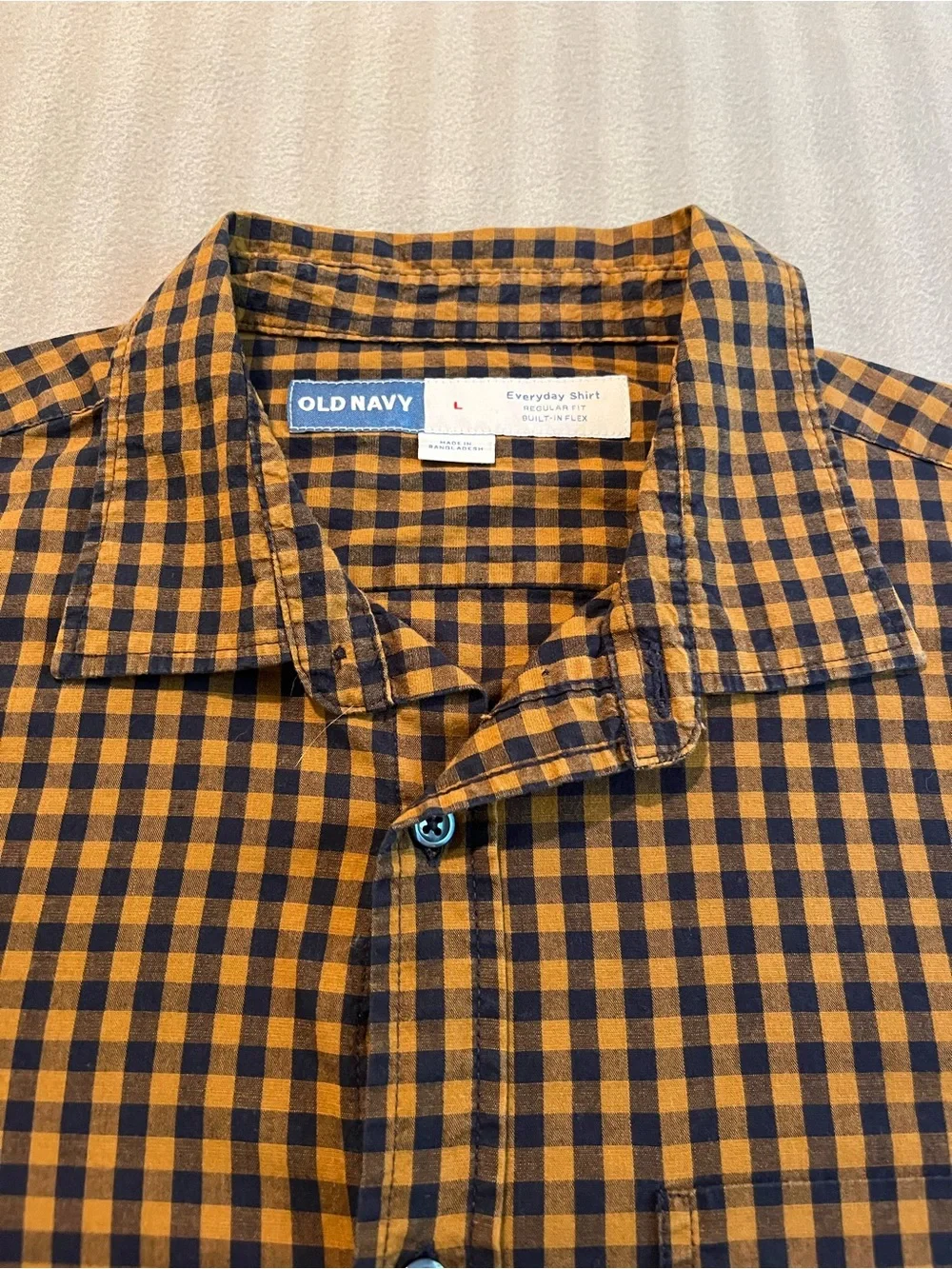 Old Navy Black and Brown Gingham Button-Down Shirt